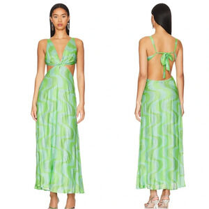 NWT | SUNDRESS Shana Crystal Beaded Dress in Amazonia Rhinestones Lime & Pool -L